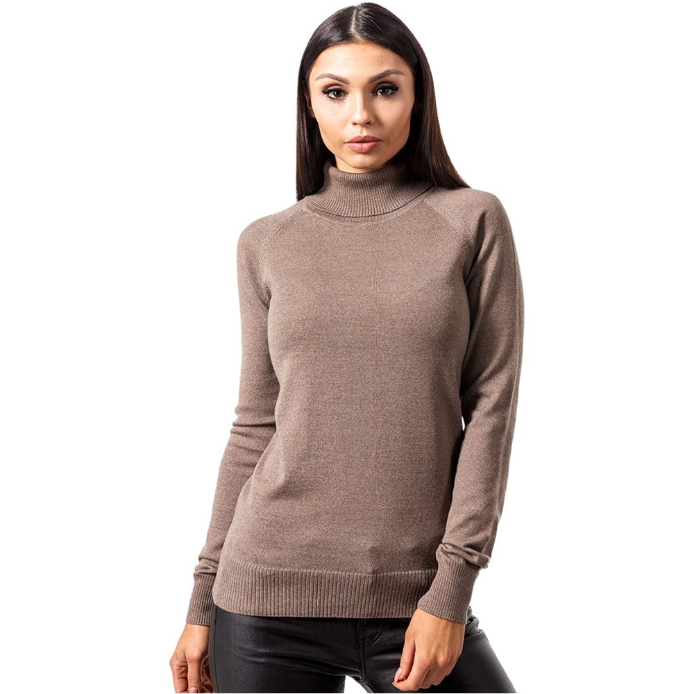 Knittons Extra Fine Merino Wool Turtleneck Sweater in Cocoa Brown Small